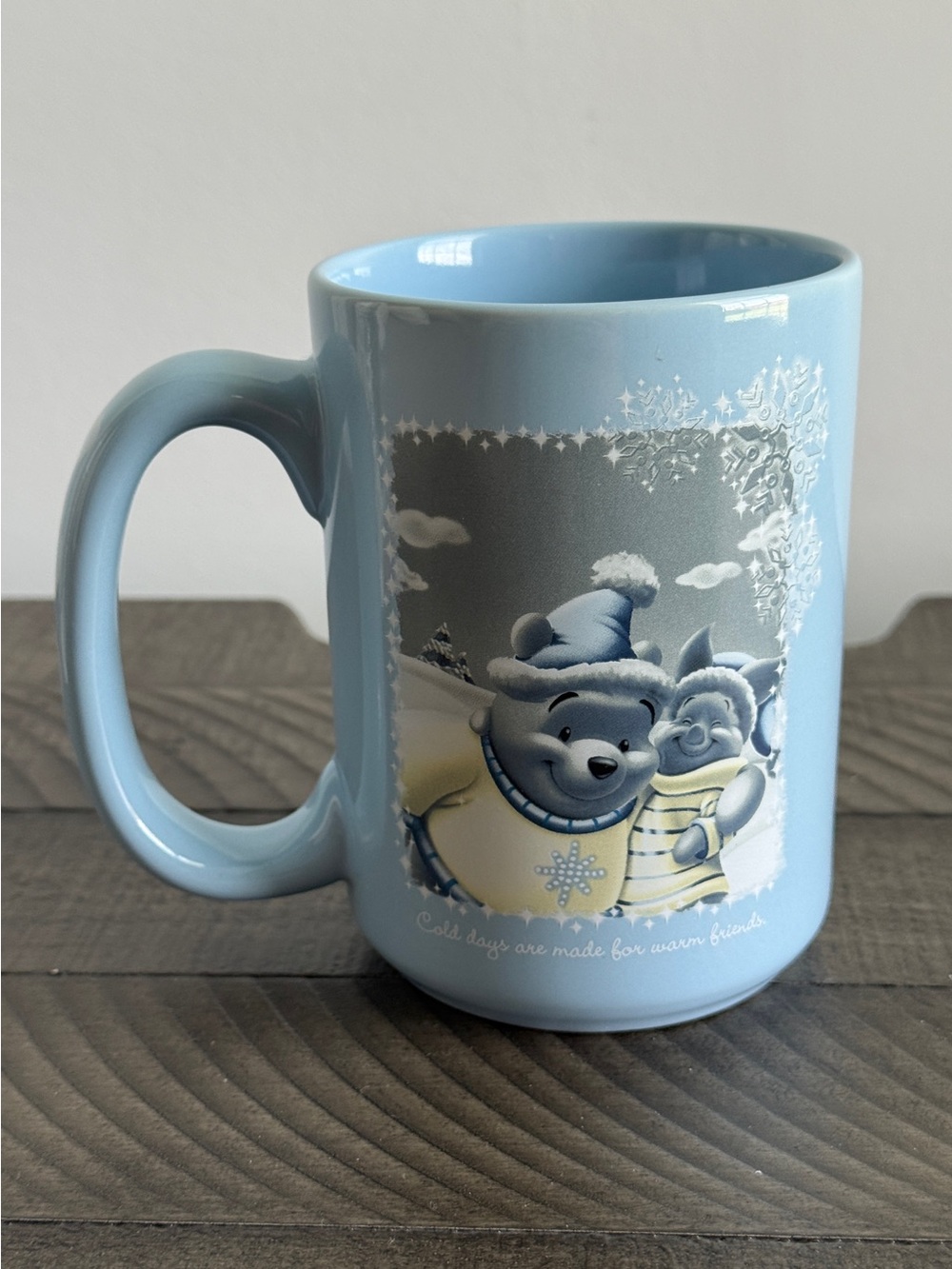 2003 Winnie The Pooh Piglet Blue Cold Days Are For Warm Friends Coffee Mug Cup